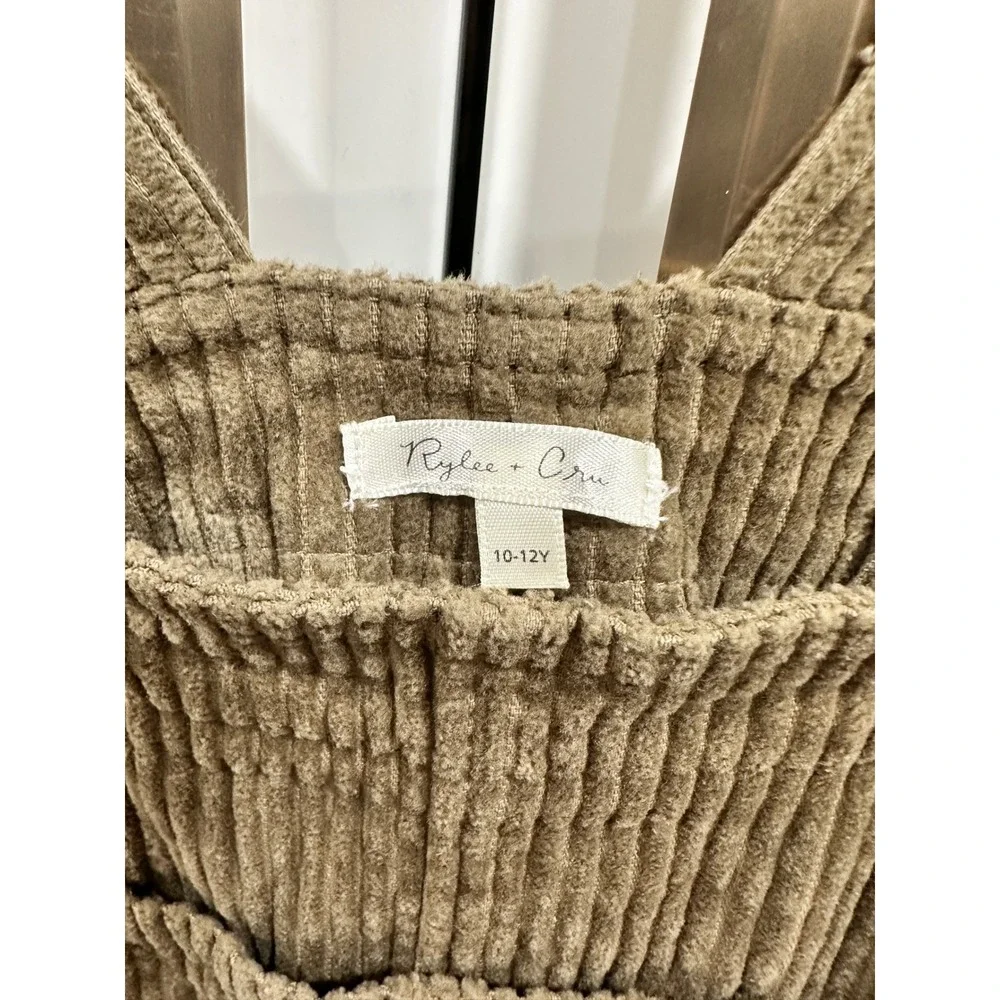 Rylee + Cru Kids Brown Corduroy Overalls Size 10-12Y Bib‎ Jumpsuit Pockets